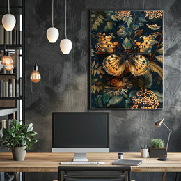 Butterfly Elegance: Ornate Art Nouveau Animal Poster