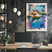 Vibrant Sea Turtle Art Print Poster for Home Decor PosterGoat