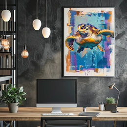 Vibrant Sea Turtle Art Print Poster for Home Decor PosterGoat