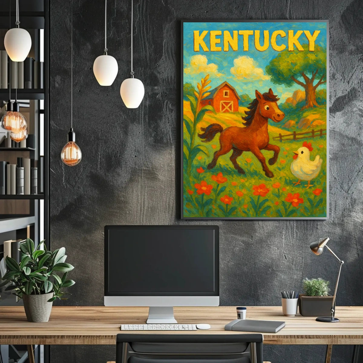 Kentucky Farm Life Rustic Vintage Poster