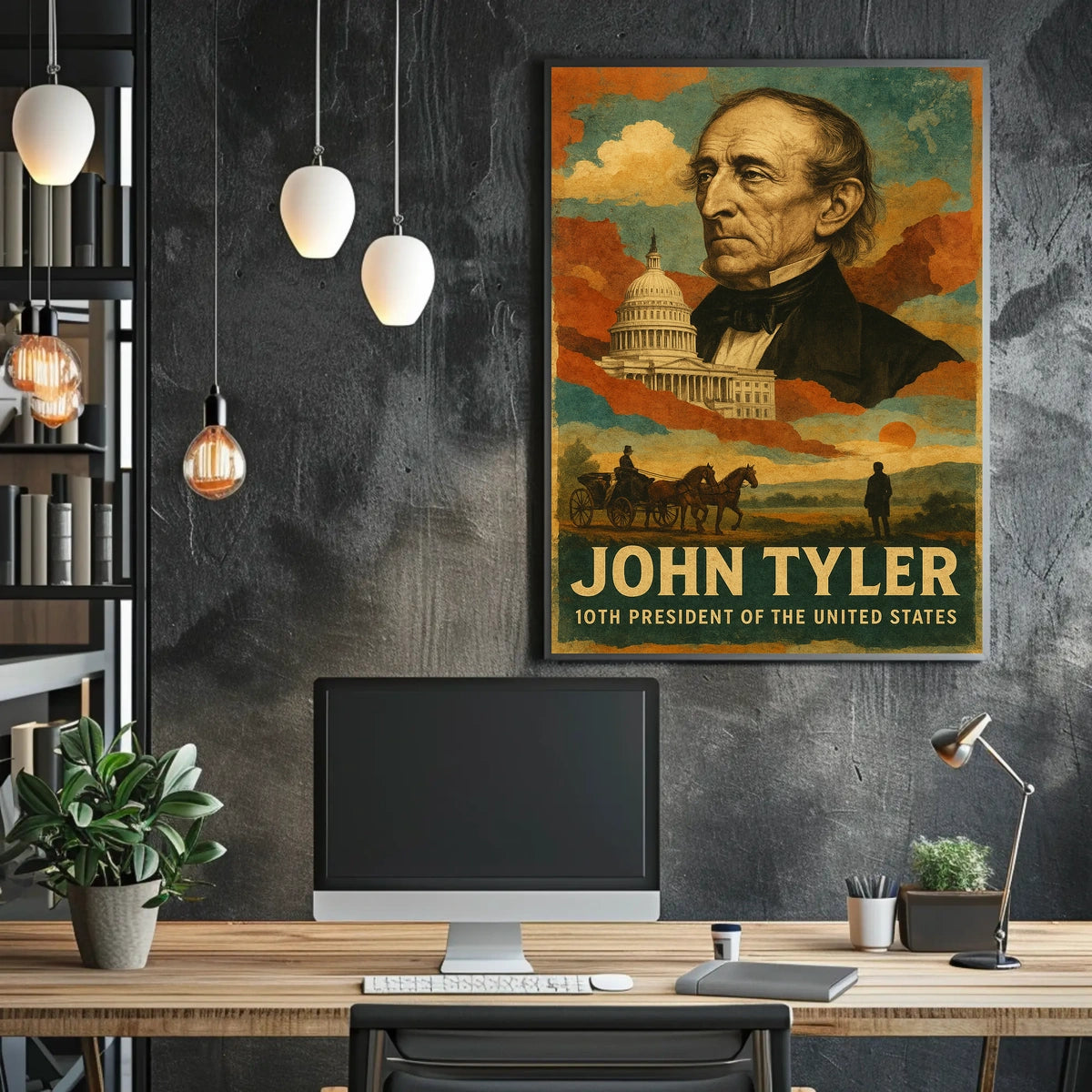 John Tyler 10th President of the United States Layered Digital Collage Poster