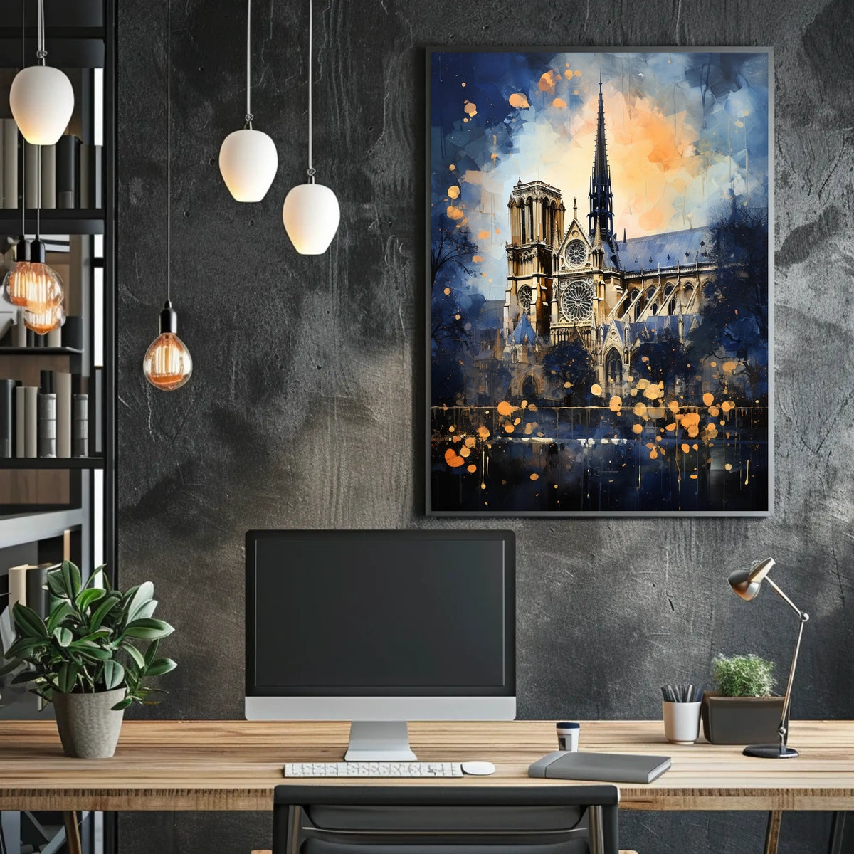 Notre-Dame Gothic Art: Architectural Vibrance Cultural or Heritage Poster