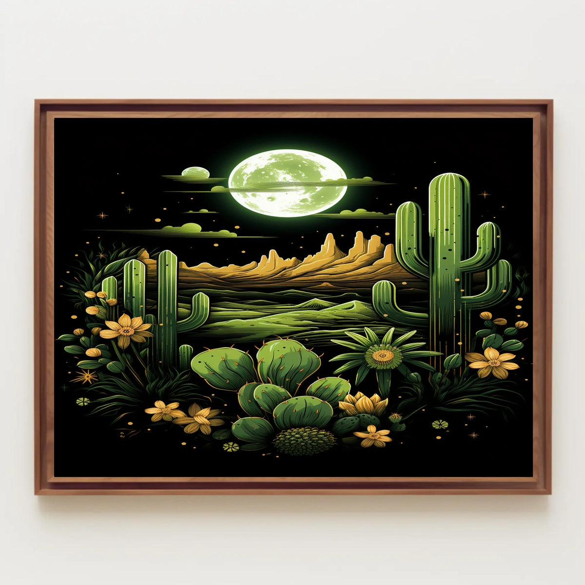Desert Moonlit Landscape Poster