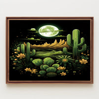 Desert Moonlit Landscape Poster