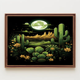 Desert Moonlit Landscape Poster
