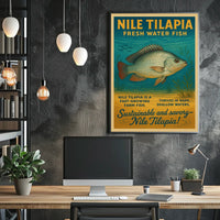 Nile Tilapia Vintage Aquatic Poster for Sustainability Enthusiasts