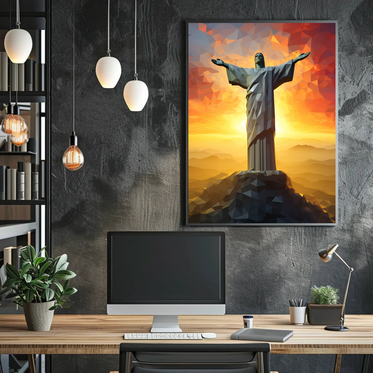Christ the Redeemer Vibrant Landmark Travel Poster
