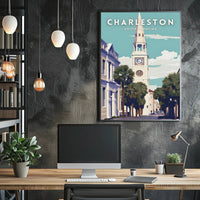 Charleston Clock Tower Vintage Travel Poster