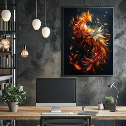 Phoenix Rebirth: Vibrant Mythical Bird Art Poster
