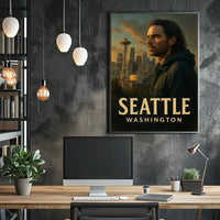 Seattle Skyline Portrait Poster