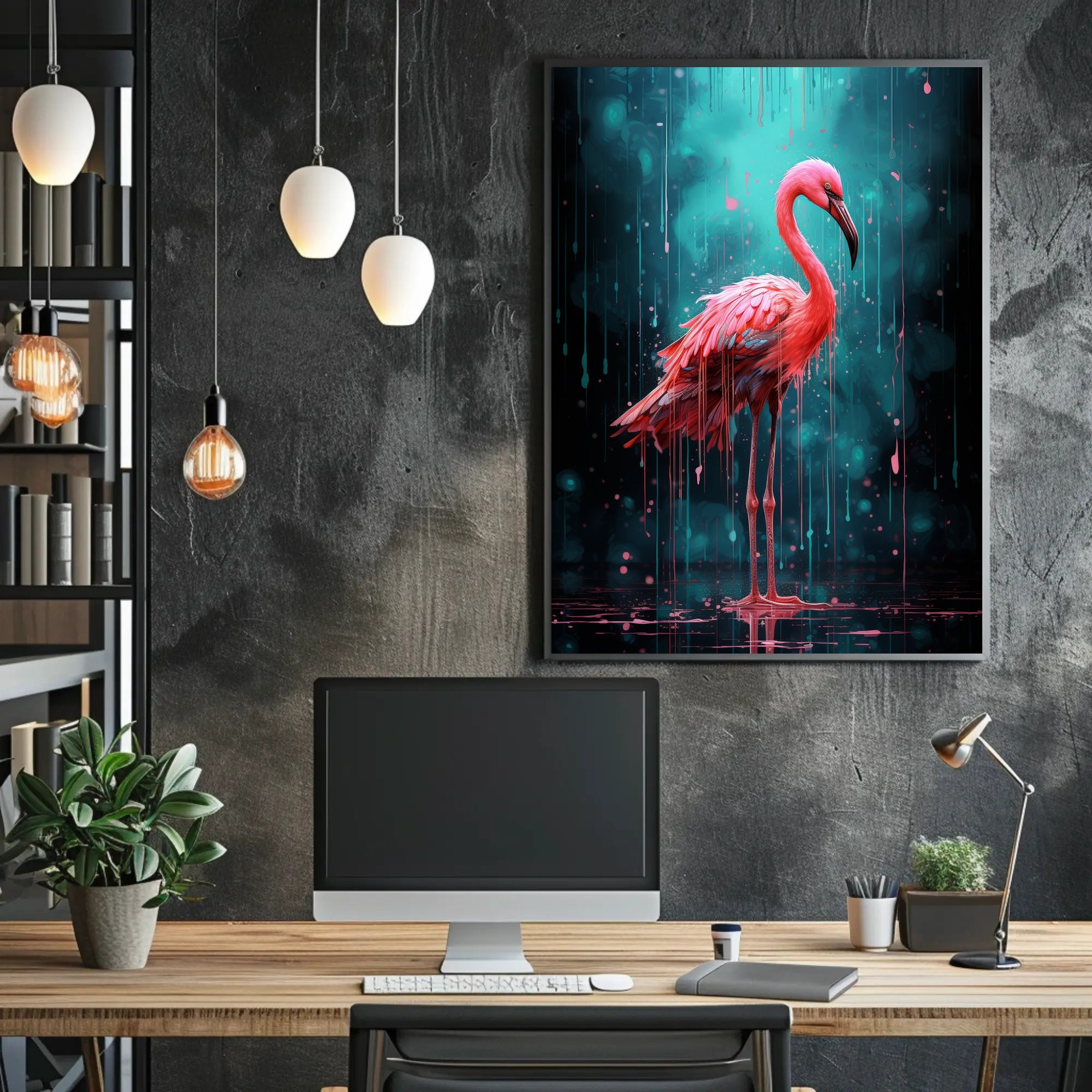 Vivid Flamingo Art Poster