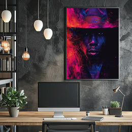 Dramatic Abstract Portrait Poster in Vibrant Colors