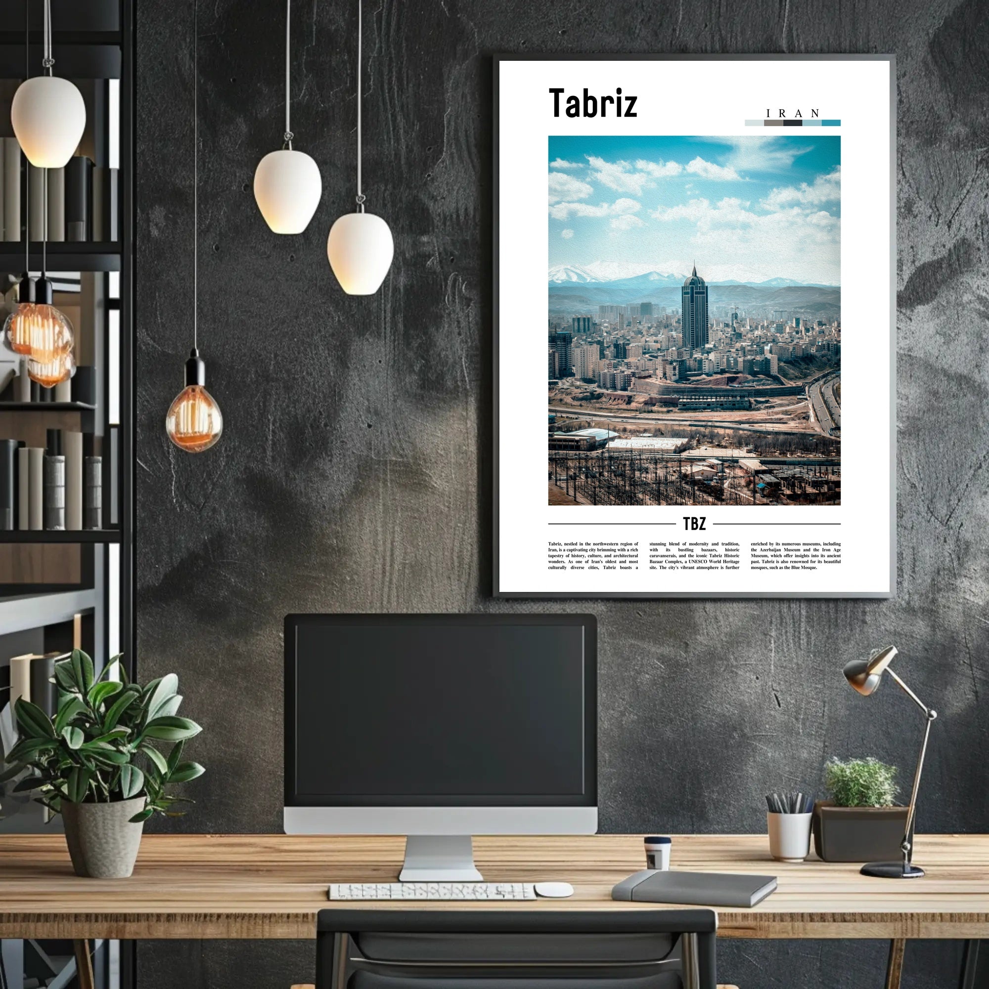 Tabriz Cityscape Urban Modernity Travel Poster PosterGoat