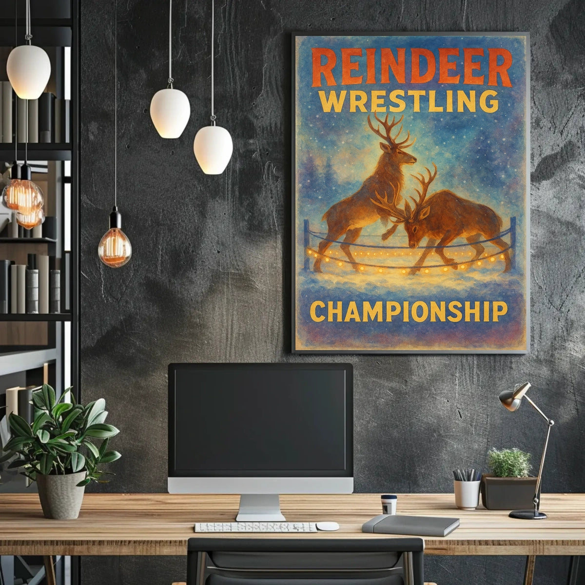 Reindeer Wrestling Championship: Enchanting Fantasy or Mythology Poster