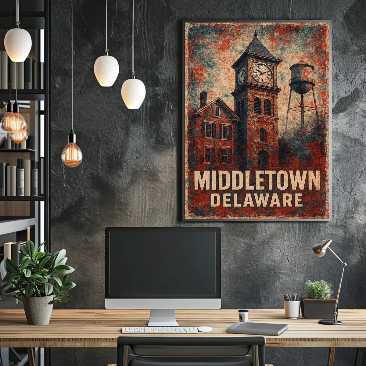 Middletown Americana Vintage Cityscape Poster