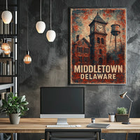 Middletown Americana Vintage Cityscape Poster