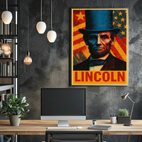 Lincoln Pop Art Poster Celebrating Historical and Presidential Icons