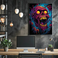 Fiery Skull Surreal Art Poster: Horror Fantasy Decor