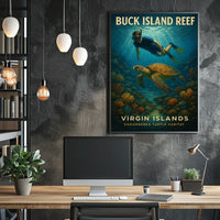 Buck Island Reef Endangered Turtle Habitat Scenic Poster