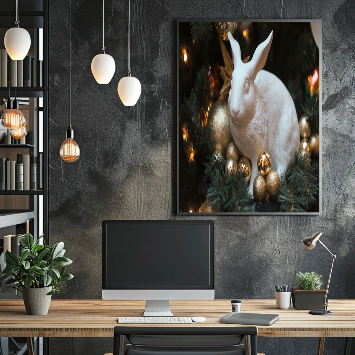 Festive Rabbit Sculpture Poster