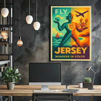 Jersey Adventure Awaits in Vibrant Travel Poster PosterGoat