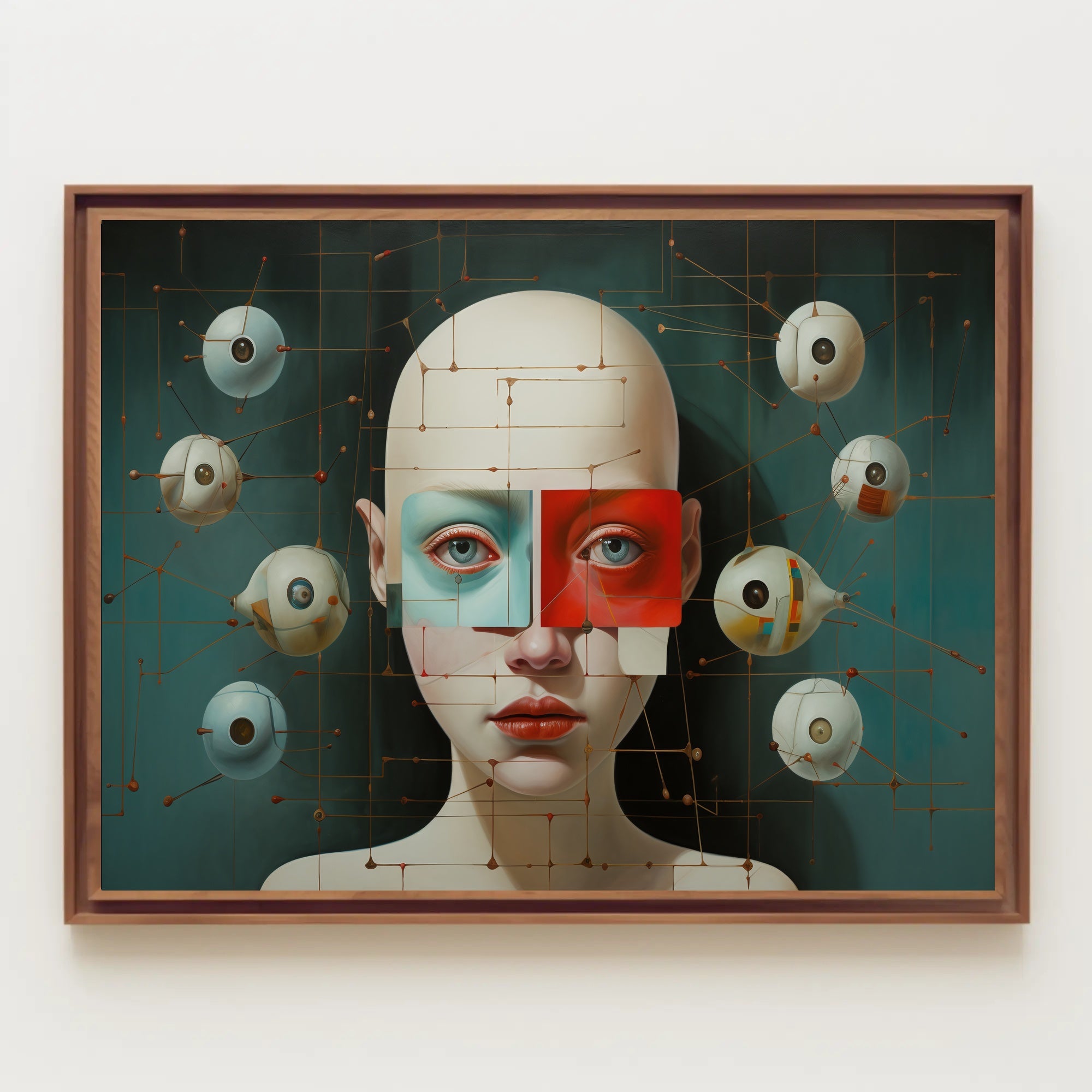 Surreal Bald-Faced Geometric Art Poster Futuristic Sci-Fi Poster