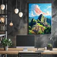 Machu Picchu Majesty: Geometric Travel Poster
