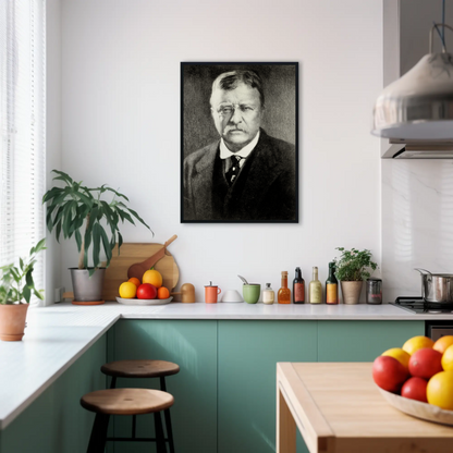 Theodore Roosevelt Portrait Drawing Vintage Poster