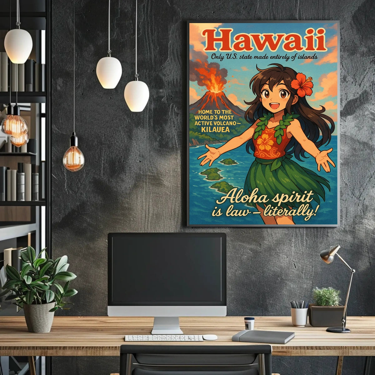 Hawaiian Paradise Anime Poster: Vibrant Island Adventure