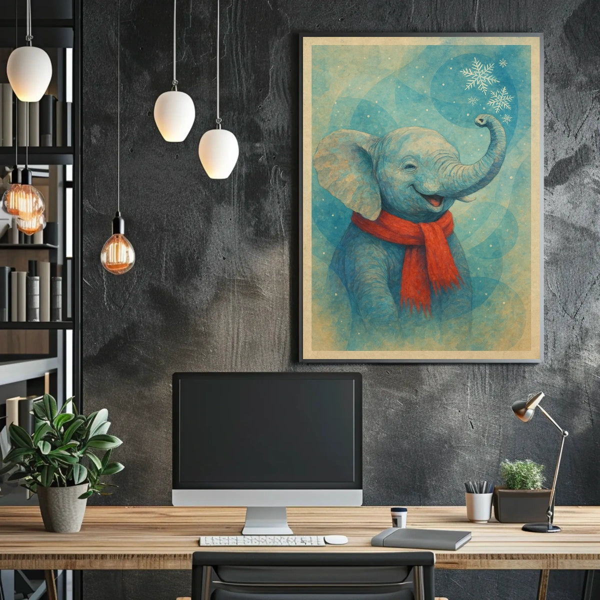 Winter Elephant Poster