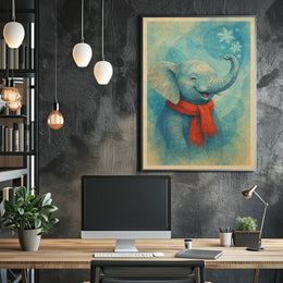 Winter Elephant Poster