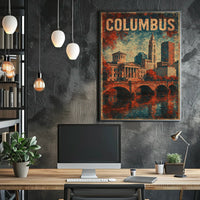 Columbus Cityscape Vintage Travel Collectors Poster