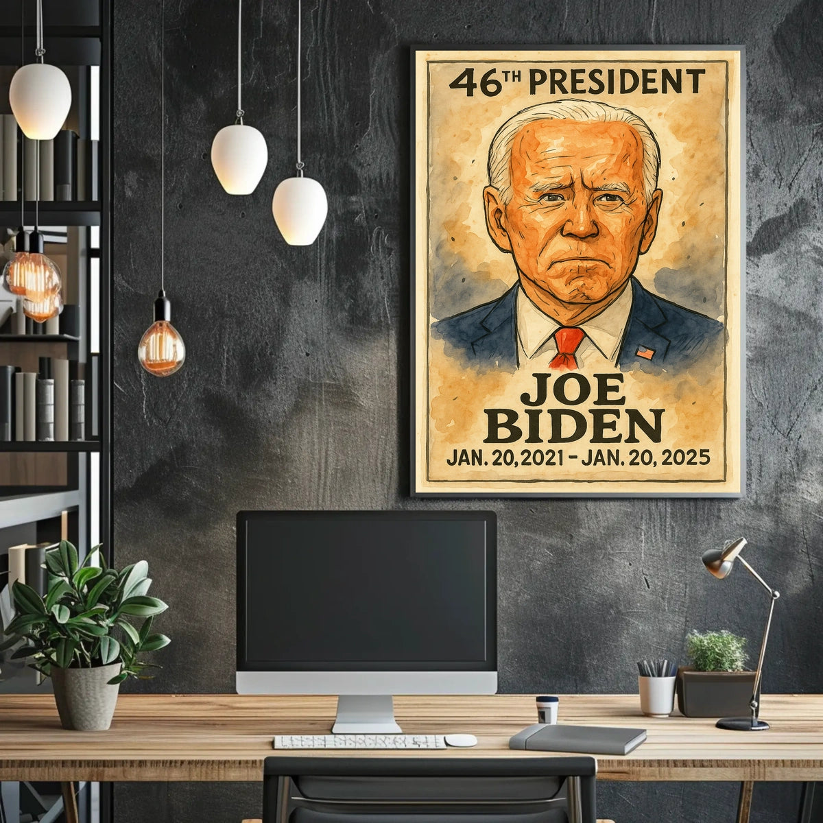 Joe Biden 46th President of the United States Exaggerated Cartoon Sketch Poster