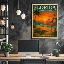 Florida Everglades Adventure Vintage Travel Poster