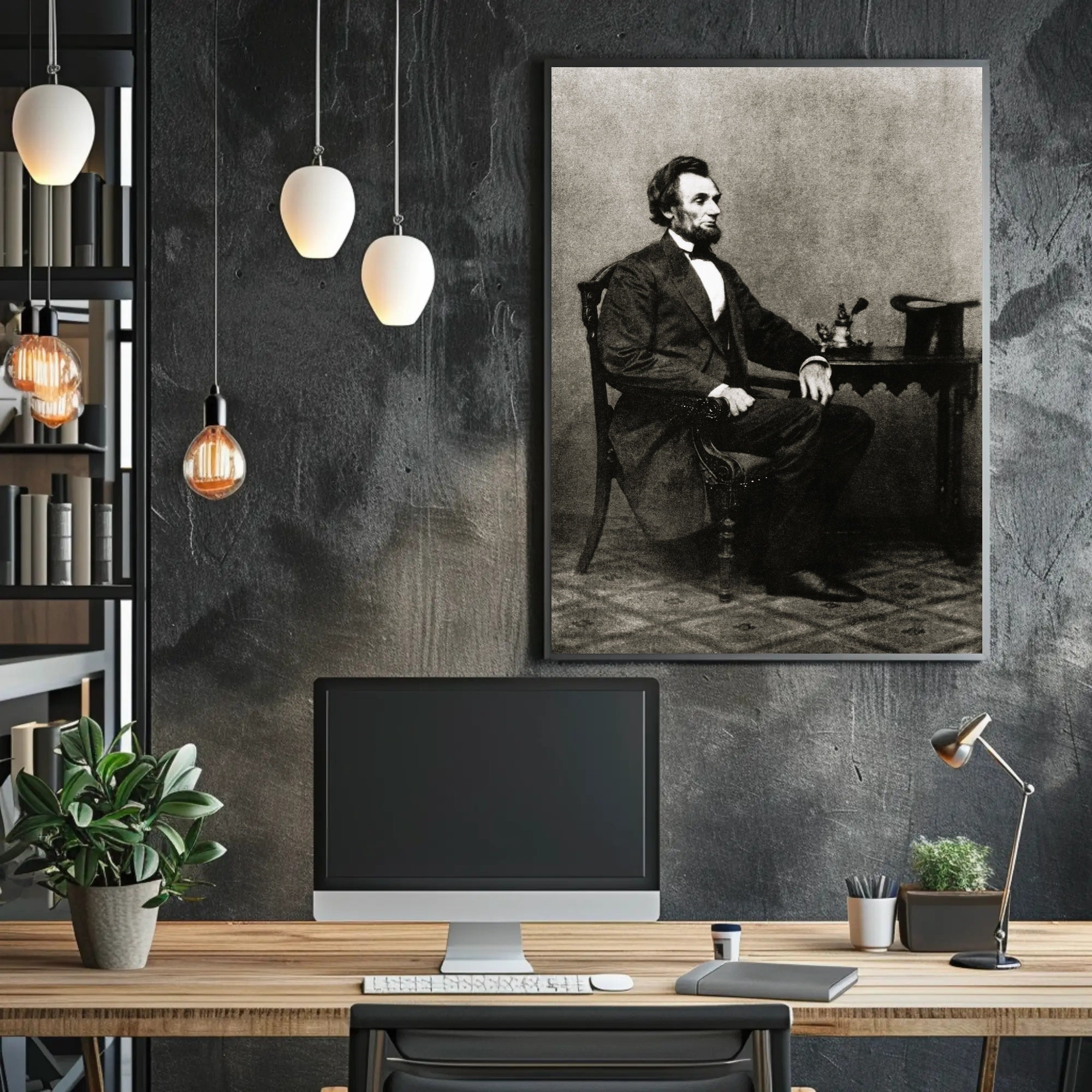 Abraham Lincoln Seated Light Background Poster Print PosterGoat