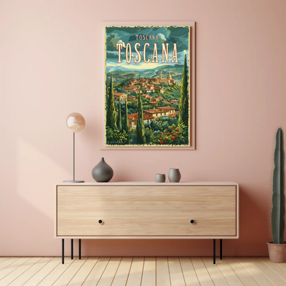 Toscana Vineyards Hilltop Town Travel Poster