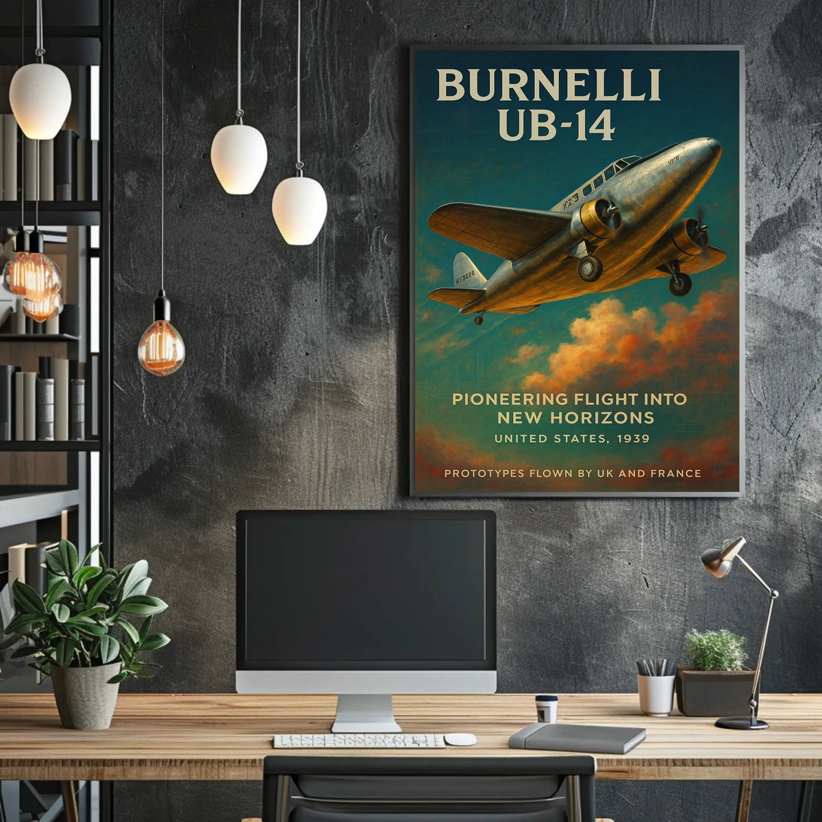 Burnelli UB-14 Vintage Aviation Poster Art 1939