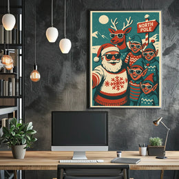 Festive North Pole Vintage Christmas Poster Art