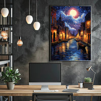 Moonlit Venice Canal Poster