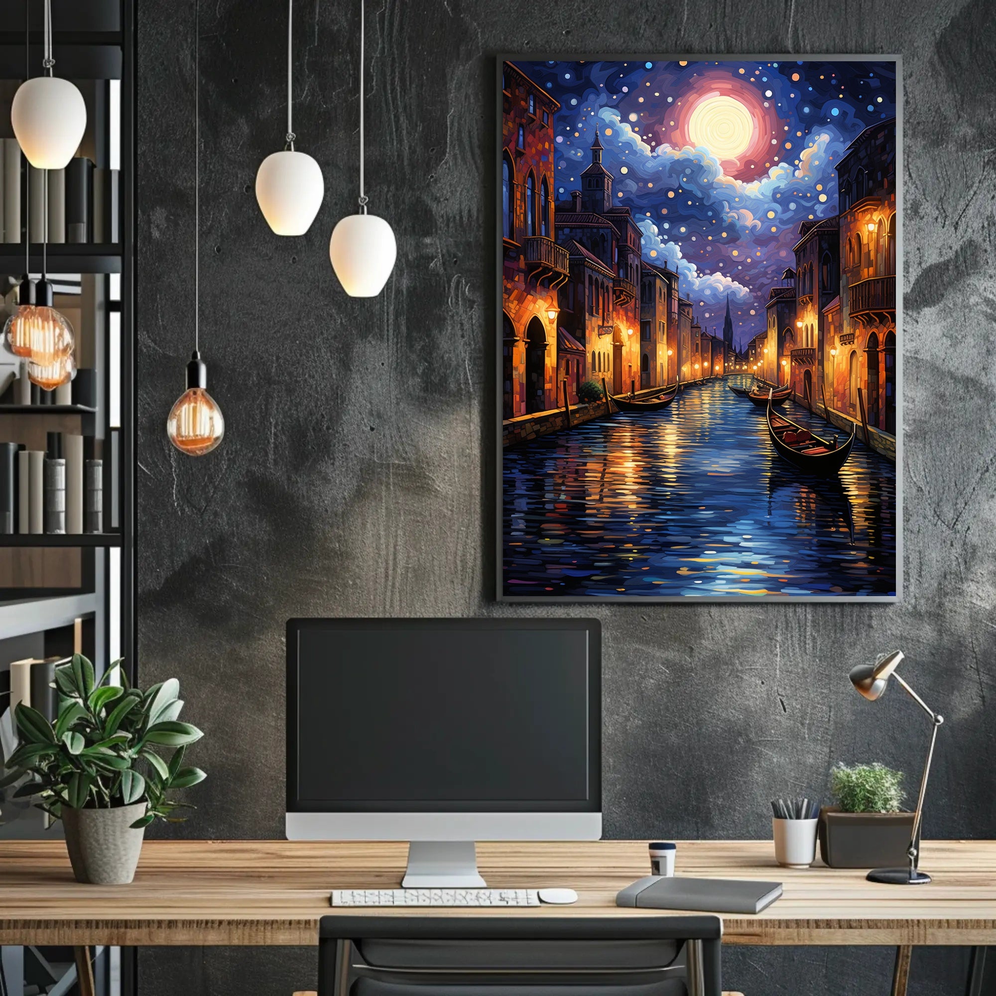 Moonlit Venice Canal Poster