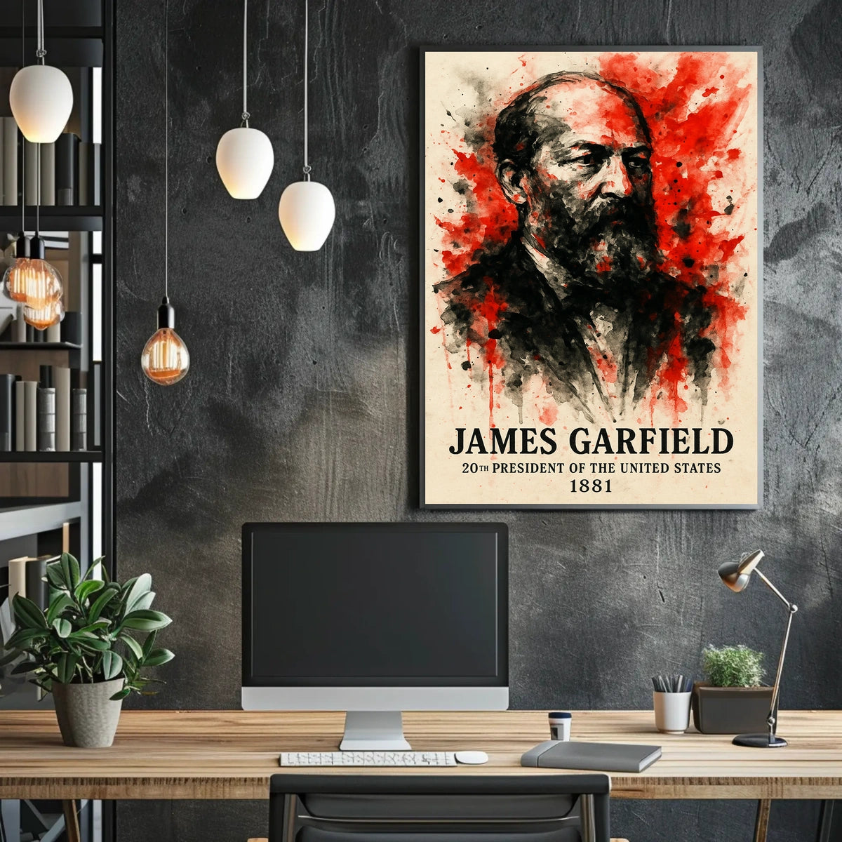 James Garfield Dramatic Watercolor Historical or Presidential Poster