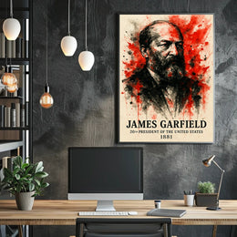 James Garfield Dramatic Watercolor Historical or Presidential Poster