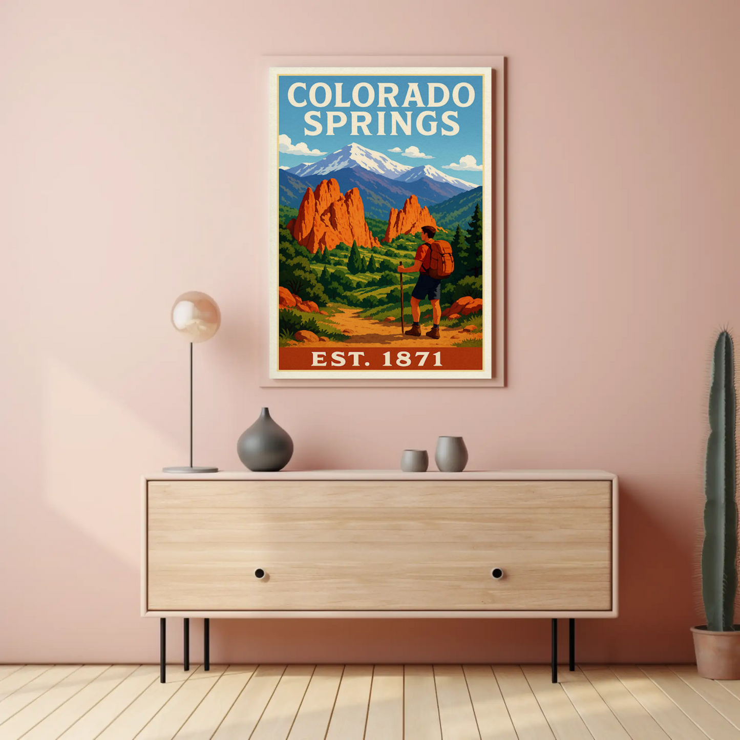 Colorado Springs Red Rocks Hiking Est 1871 Travel Poster