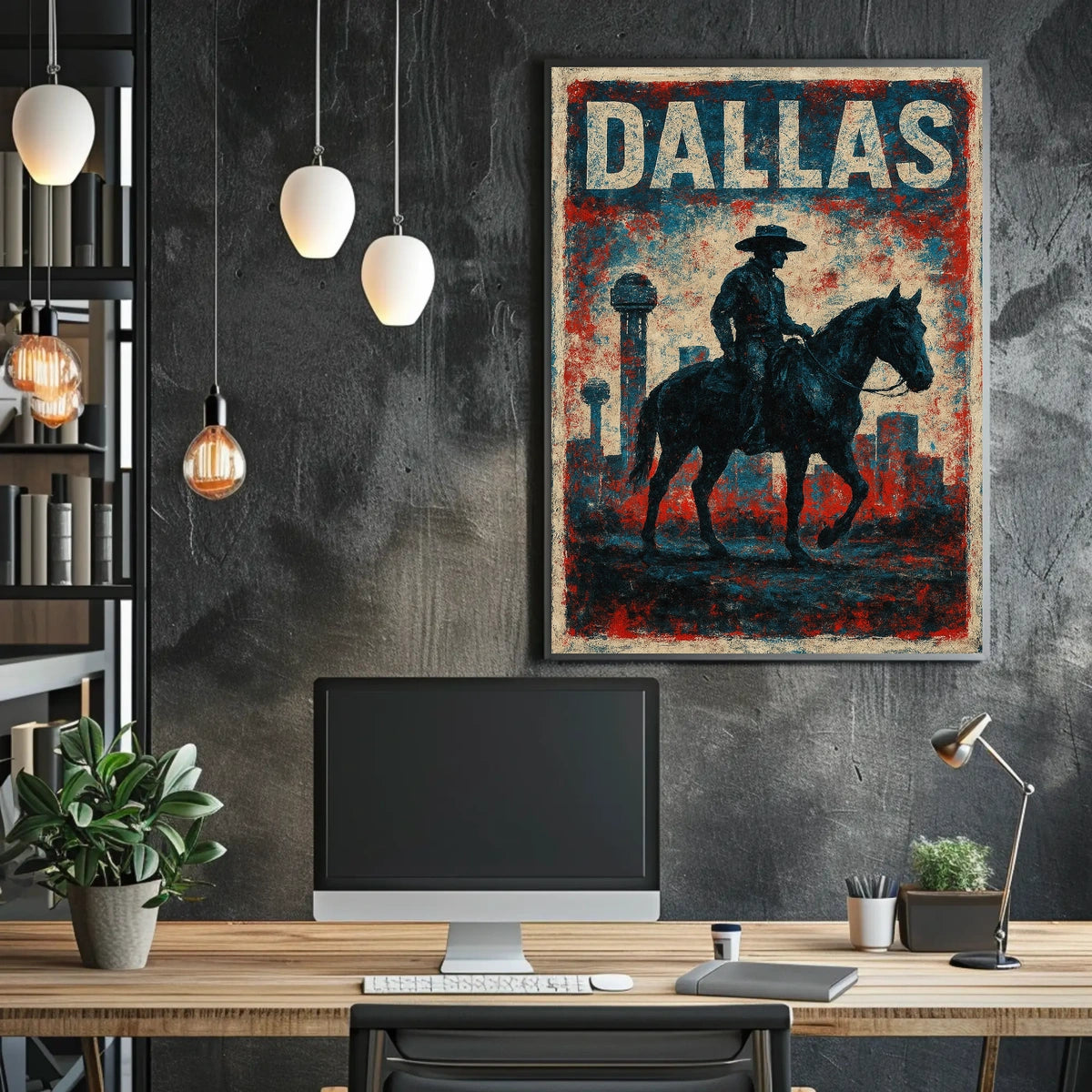 Dallas Cowboy Silhouette Rustic Western Heritage Poster