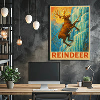 Reindeer Climbing Adventure Fantasy or Mythology Poster