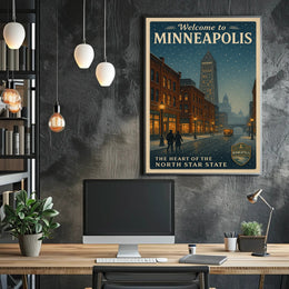 Vintage Minneapolis Winter Scene with Foshay Tower Urban or Cityscape Poster