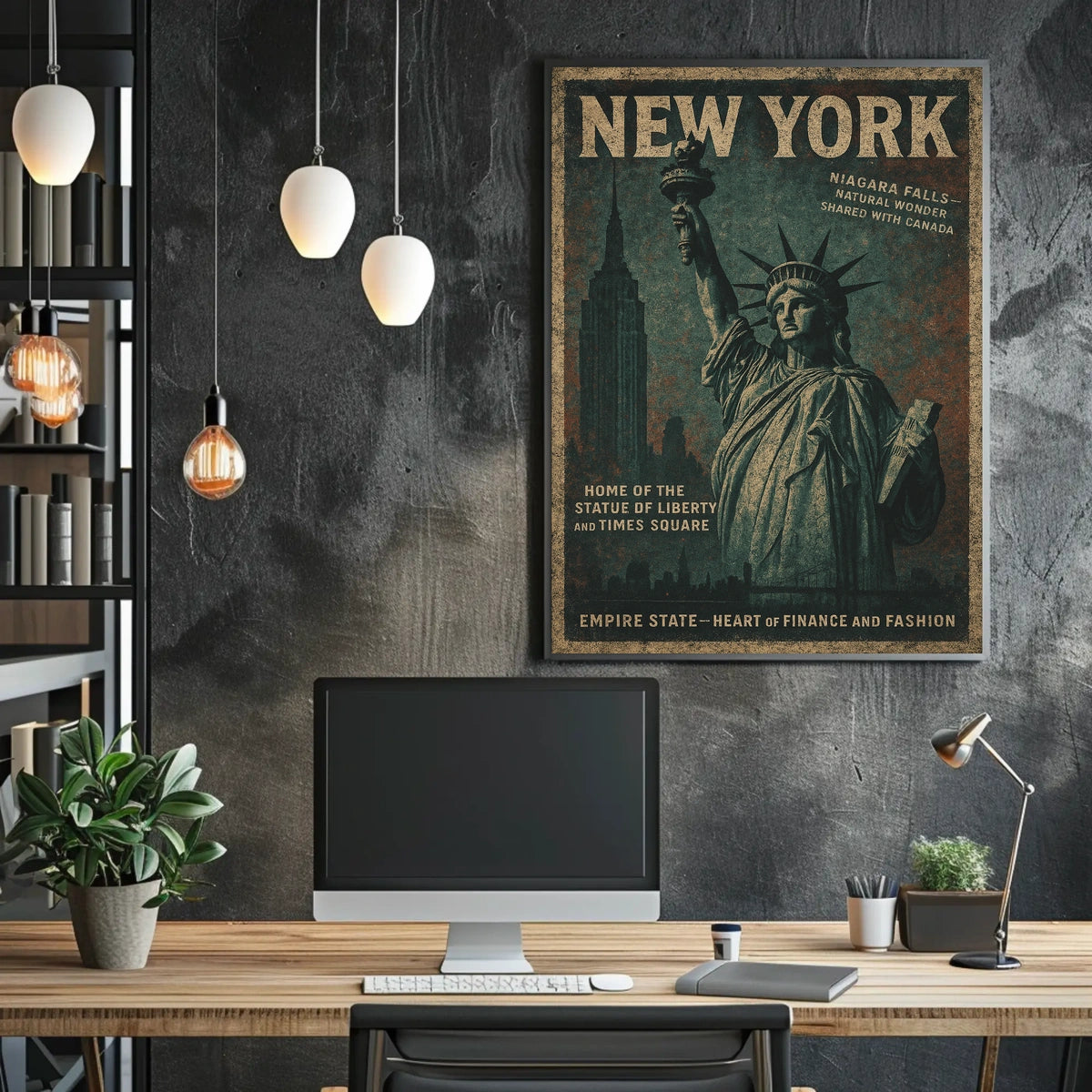 New York Empire State Skyline Poster Modern Wall Art