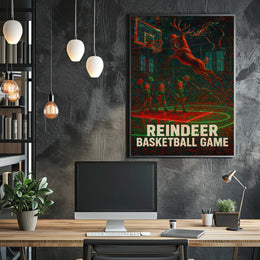 Reindeer Basketball Game Poster