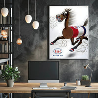 Esso Motor Oil Horse Travel Poster Art Print