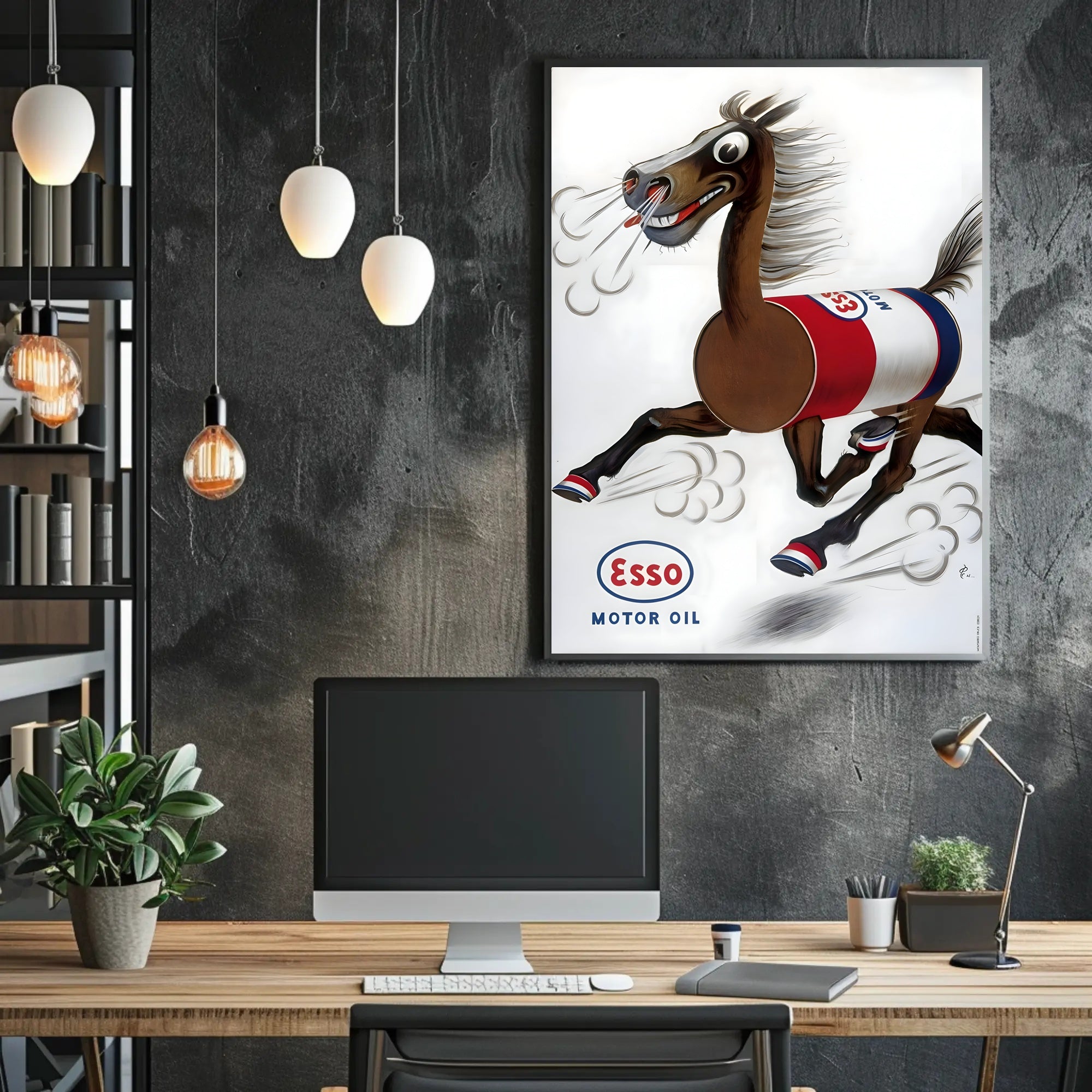 Esso Motor Oil Horse Travel Poster Art Print